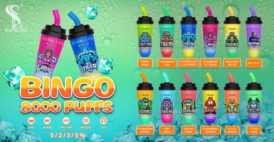 Оригинальный Supbliss Bingo 8000 Puffs 16 мл, предварительно заполненная аккумуляторная батарея, ручка для электронных сигарет, оптовая продажа, одноразовая вейп