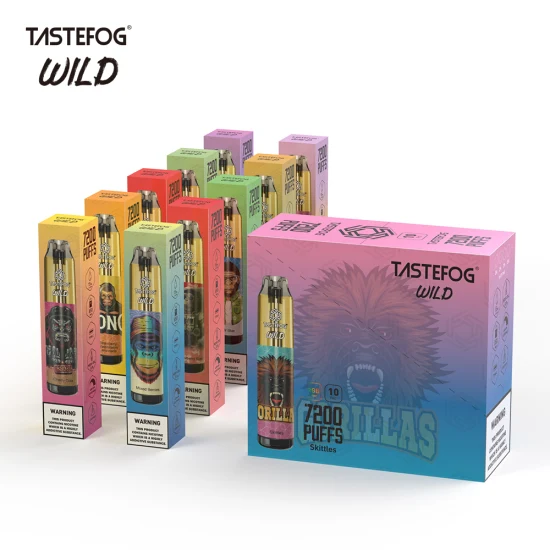 Горячие продажи Tastefog Wild 7200 Puffs Одноразовый Vape Crystal Tank с подсветкой RGB